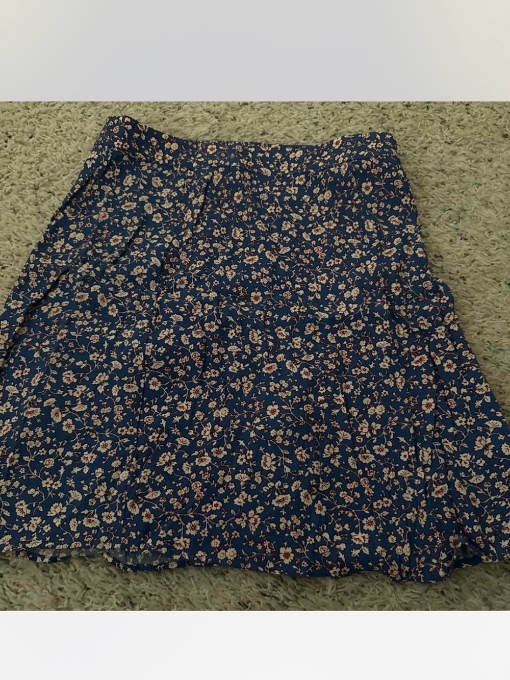Madewell Navy Blue Floral A-Line Skirt